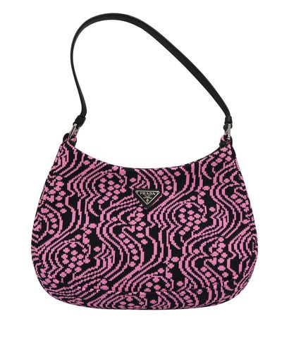 Cleo Jacquard, &pound;1,100, Handbags, Black/Pink, Nylon (Polymer), Front view
